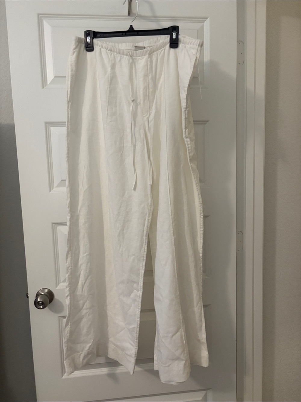 a new day Cream Wide-Leg Pull-On Pants high waist SZ XL linen blend baggy NWT